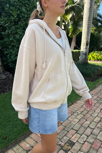 New With Tags - Brandy Melville Christy Hoodie Full-Zip Oversized Hoody 1984 - Picture 2 of 13