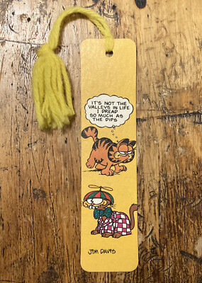 Vtg 1978 ''Valleys & Dips'' Dumb Cat Pun Joke Funny GARFIELD Antioch BOOKMARK 80s!