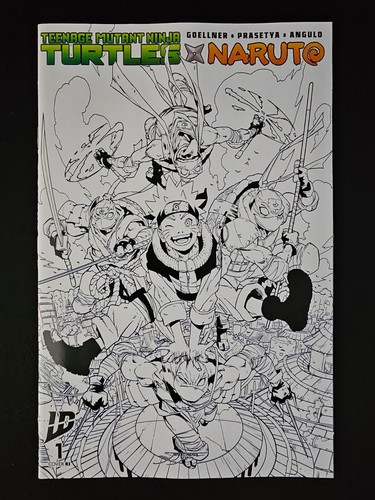 Teenage Mutant Ninja Turtles x Naruto #1 IDW 2024 1:100 Black and White Variant