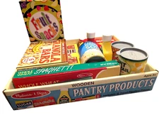 Melissa & Doug Wooden Pantry Products Play Food Set Ages 3+  15 Pc Orig. Box