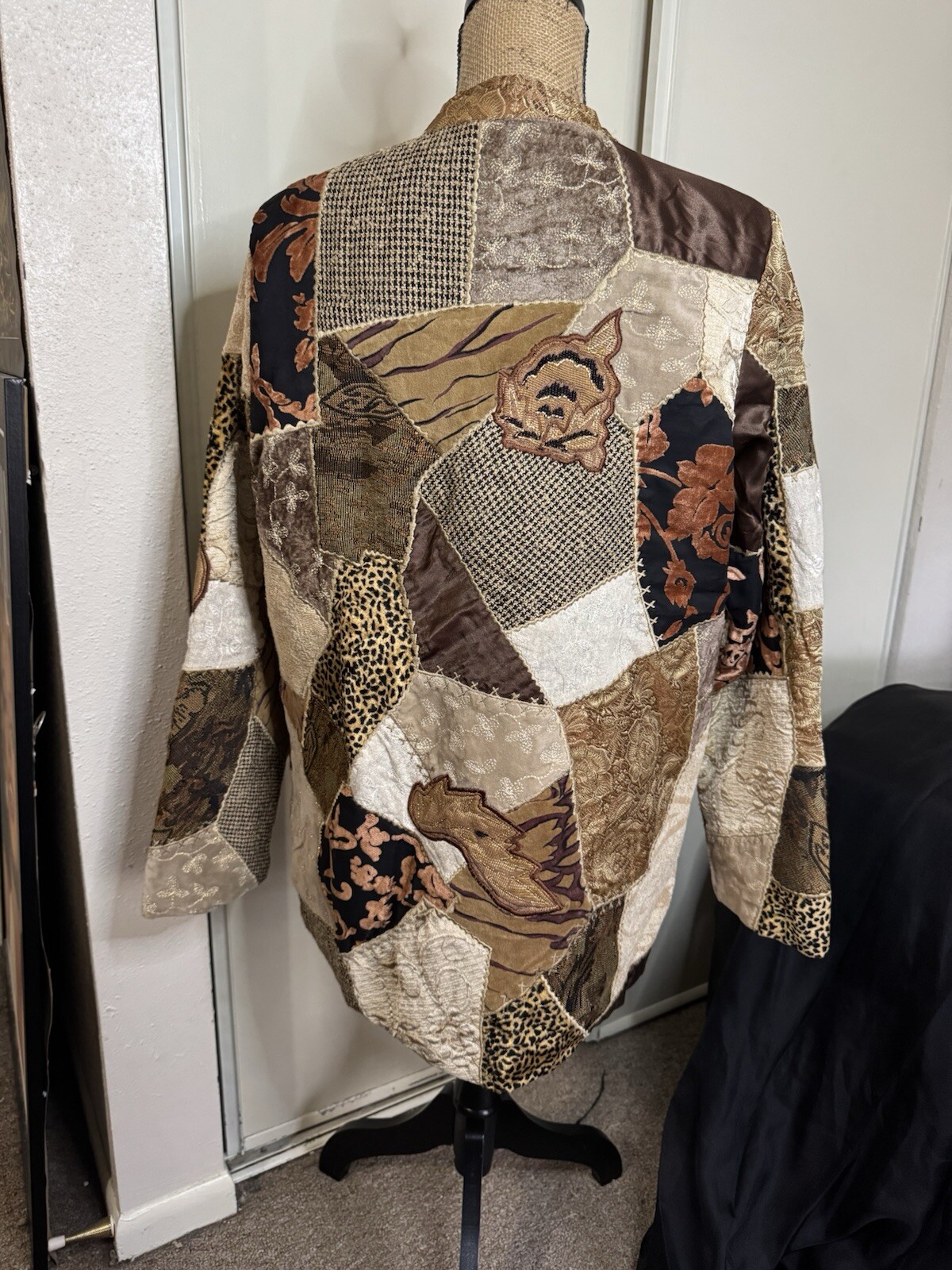 Vintage Indigo Moon Patchwork Jacket L - image 4