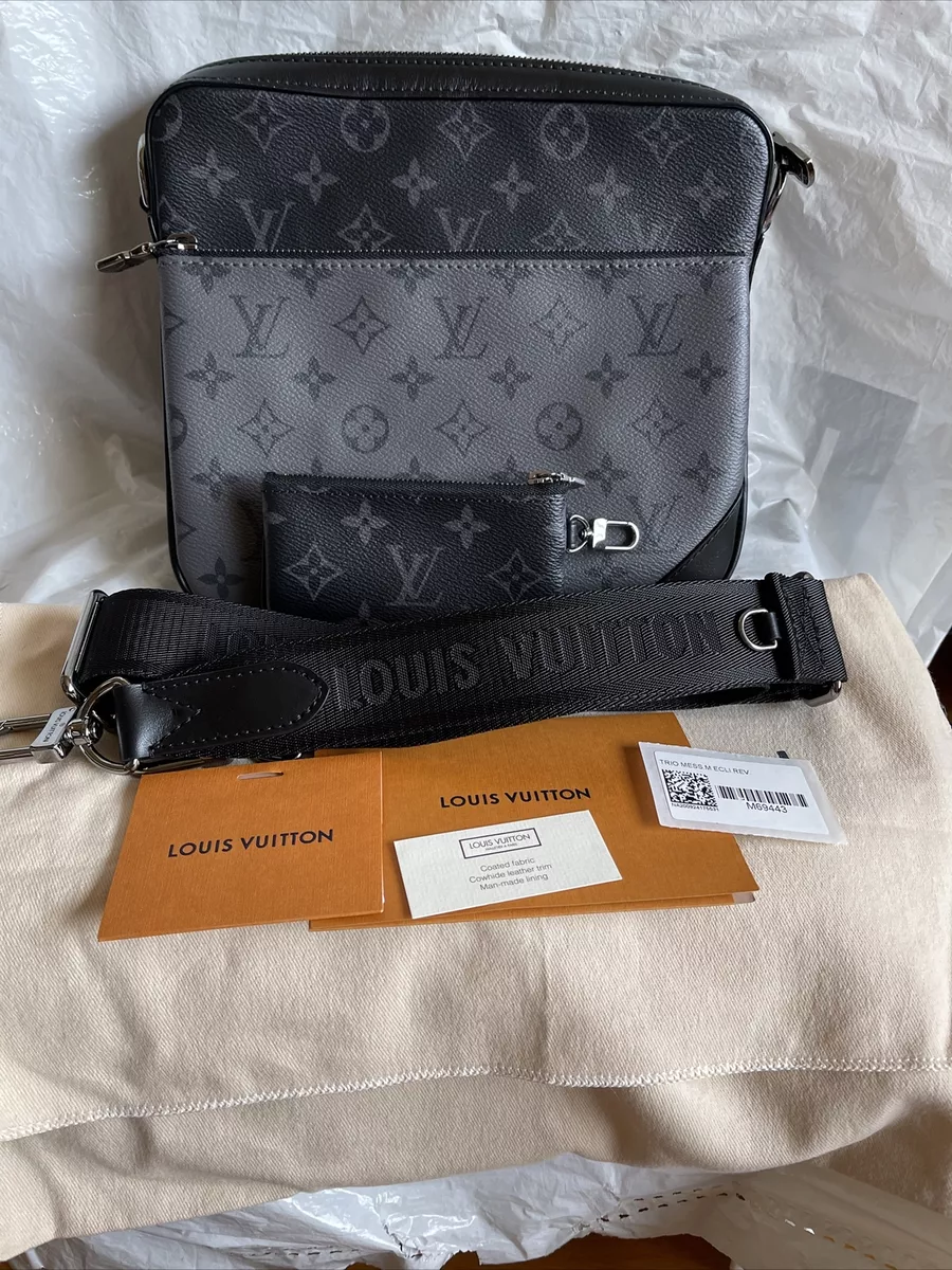 LOUIS VUITTON Trio Monogram Eclipse Messenger Bag Grey