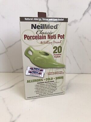 NEW NeilMed Porcelain Neti  Pot  20 Premixed Packets Allergy 