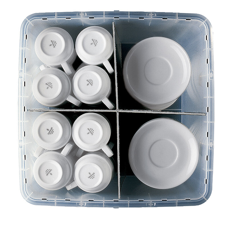 Cup & Saucer Storage Box with Lid & Dividers - Crockery Storage Boxes - NV Boxes