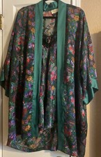 Vtg Victoria's Secret Gold Label Jewel Tone Floral Pleated Slip Gown  Robe