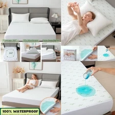 Bamboo Mattress Protector Ultra-Soft & Breathable Waterproof Mattress Bed Cover