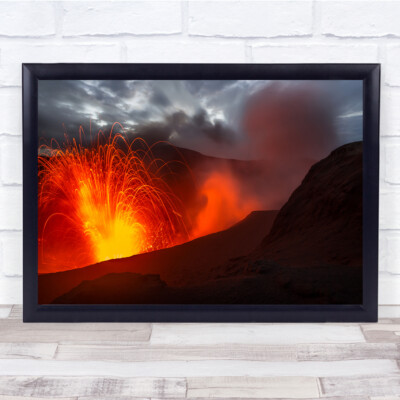 Mount Yasur Eruption Active Volcano Lava Fire Hell Wandbilddruck