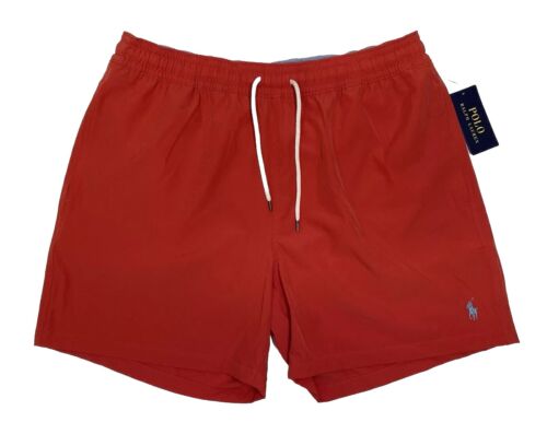 Polo Ralph Lauren Men's Mesh Lined Swim Trunks Shorts Red Blue Pony Size XL