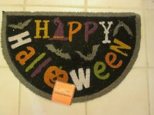 Happy Halloween Coir Doormat Bats, Pumpkin, Witches Hat 18" X 28" New With Tag