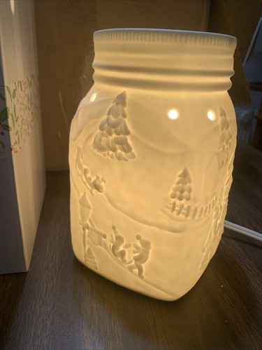 Scentsy Let It Snow! Wax Warmer Winter Snowman White Mason Jar In Box Retired - Picture 3 of 8