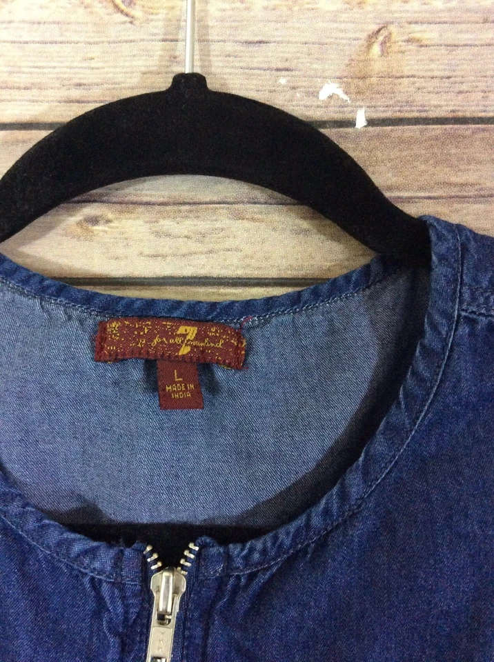 7 For All Mankind Girls Chambray Sleeveless Romper Shorts, Size Large. - Image 3 of 3