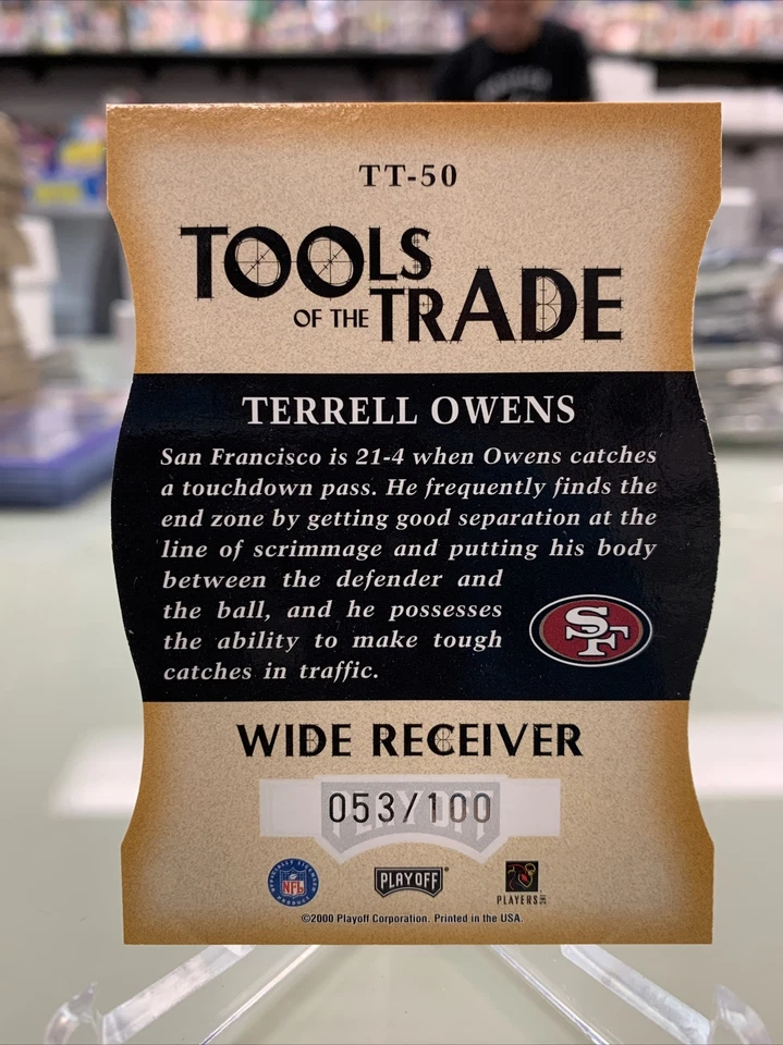 2000 Playoff Terrell Owens #TT-50 Tools Of The Trade Die-Cut #ed 53/100 - Image 2 of 2