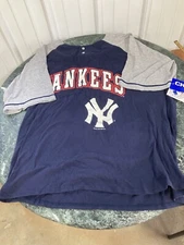 Chalk Line Men’s Long Sleeve White Blue Vintage NEW YORK Yankees Henley XXL