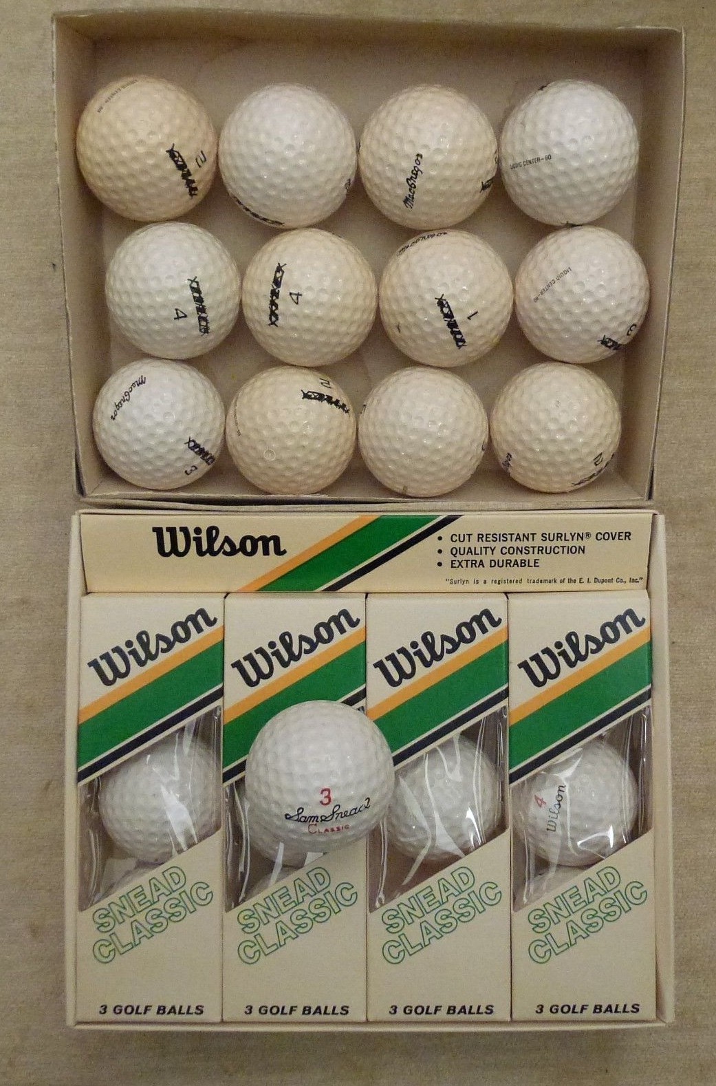 12 SAM SNEAD SIGNATURE LOGO GOLF BALL WILSON SURLYN COVER +12 M C X OUT