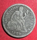 1889 US Seated LIBERTY SILVER Dime! "Philadelphia" Mint! FINE! Old US Coin!