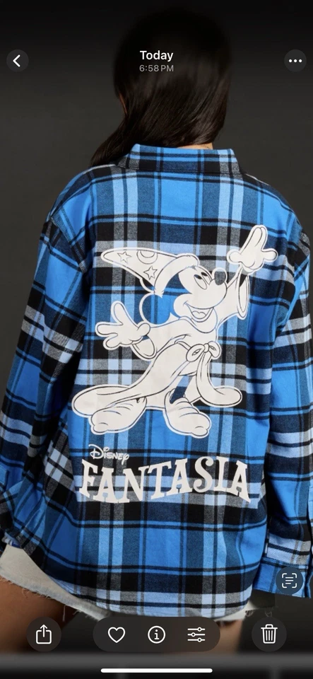 Camisa de franela 2025 Cakeworthy Disney Fantasia The Sorcerer's Apprentice L XL NUEVA Foto 2 de 4