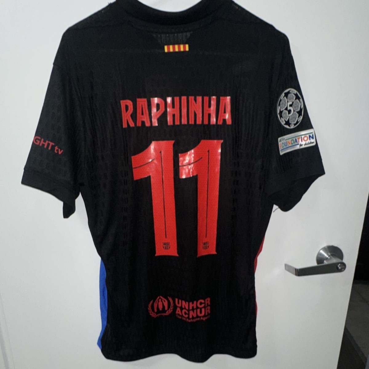 Nike FC Barcelona #11 Raphinha 24/25 Away Soccer Jersey Black | eBay