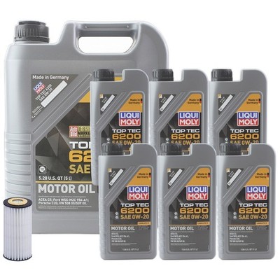 6L Liqui Moly Top Tec 6200 0W-20 Hengst Engine Oil Change Kit for A3 Quattro A4