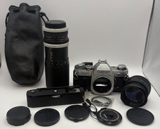 CANON AE-1 FILM CAMERA LOT POWER WINDER 50MM 80-200MM LENSES AND CAPS -FOR PARTS