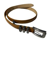Brighton Tan Leather Western Belt Silver Buckle Triple Keeper Size 30