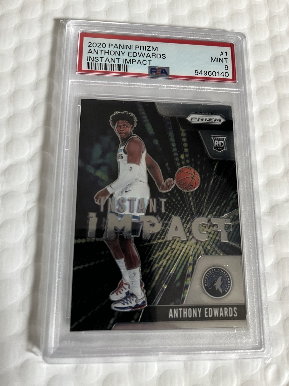 2020 Prizm Instant Impact #1 Anthony Edwards PSA 9 Rookie RC