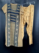Unbranded 2pc Traditional Kurta/Harem Pants Beige w/Floral Print No Size Tags