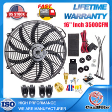 16 Inch 3500cfm Electric Radiator Cooling Fan W Thermostat Relay Switch Kit 12v