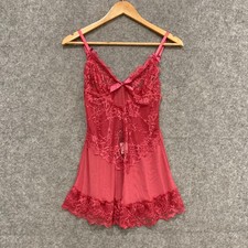 NEW Fashion Nova Nightie Dress Womens Size XS Red Mesh Lace Babydoll 48716