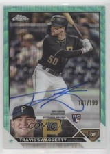 2023 Topps Chrome Rookie Aqua Wave Refractor 161/199 Travis Swaggerty Auto qf6