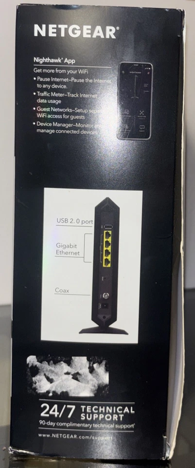 NETGEAR Nighthawk AC1900 WiFi DOCSIS 3.0 Cable Modem Router (C7000) - Image 2 of 4