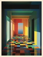 Colorful Abstract Hallway Modern Minimalist Poster 18x24in