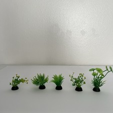 Aquarium Plants 5 Count 2-4 Inches Plastic Washable Small Tank Large Tank