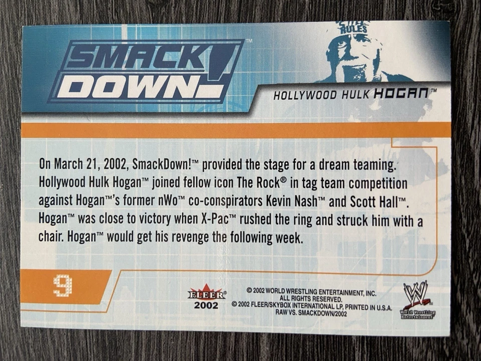 2002 Fleer WWE RAW vs SmackDown! - Hulk Hogan #9 Signature - Image 2 of 2
