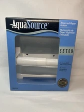 NEW AquaSource Recessed Toilet Paper Roll Holder White Finish W/ Clamp 60476