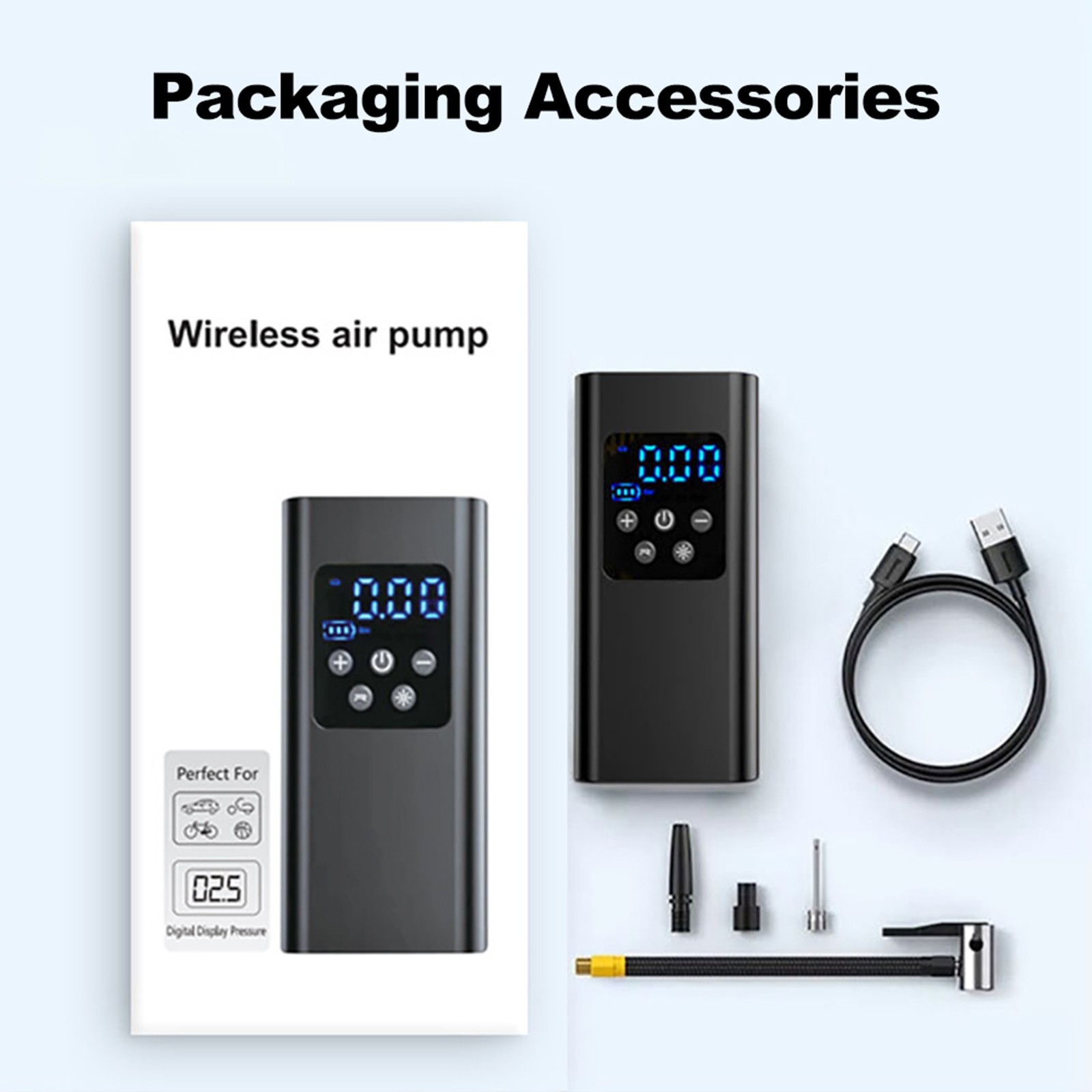 Tire Inflator Portable Air Compressor 6000mAh && 150PSI Air Pump For Car Tires