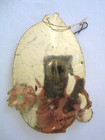 Vintage 1950's Era Gold Plastic Oval Flat Santa Lamp Post Christmas Ornament — photo 3