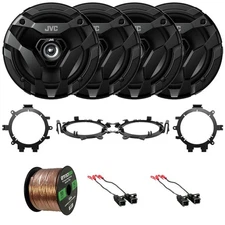 4x JVC 6.5" 300W Speakers, Speaker Harnesses + Mounting Adaptors, Speaker Wire