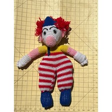 Vintage handmade crochet Clown Plush doll stuffed animal circus Whimsygoth