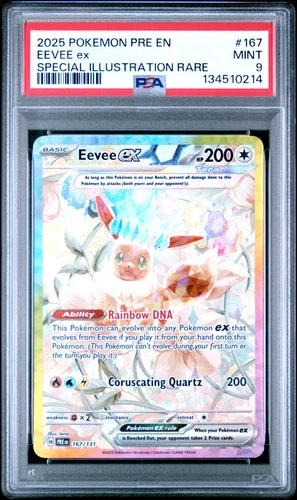 2025 POKEMON PRE EN-PRISMATIC EVOLUTIONS #167 EEVEE EX PSA 9