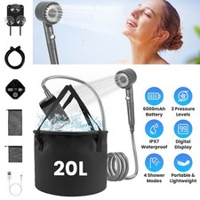 Portable Camping Shower w/ 20L Bucket Rechargeable Outdoor Camp Pump for Hiking