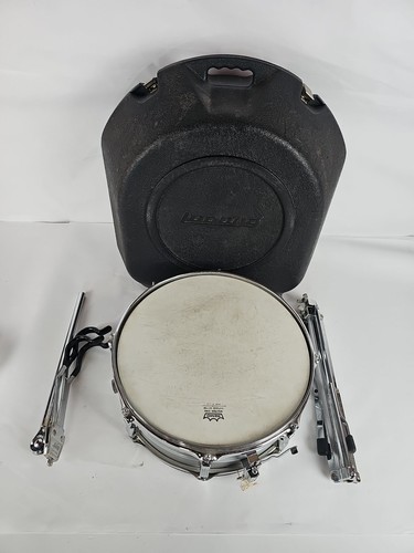 Vtg 1980 Ludwig Acrolite LM404 Snare Drum 5x14 Rounded B/O Badge w/ Case & Stand