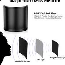Pop Filter, Upgraded Three Layers Metal Mesh  Foam  Etamine Layer Microph...