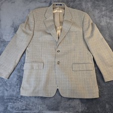 Vintage Chaps Ralph Lauren Silk Wool Mens 46R Brown Houndstooth BLAZER JACKET