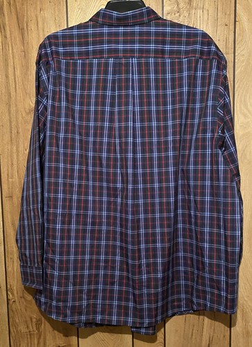 NWT 3XB ROUNDTREE & YORKE TravelSmart Navy Blue Plaid Long Sleeve Pocket Shirt - Picture 3 of 6