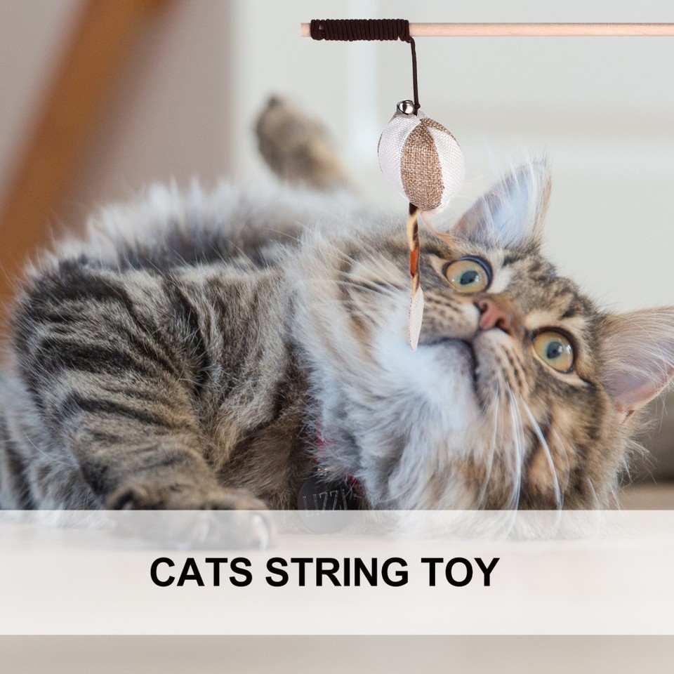 5pcs Cats String Linen Kitten Toys Cat Teaser Stick Cat Flirting | eBay ...