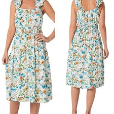 Peyton & Parker Floral Midi Dress Ruffle Tiered Garden Cotton Womens Size LARGE