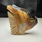 Natural Crystal Mineral Specimen. Amazon Stone. Hand-carved FISH .Statue.BN