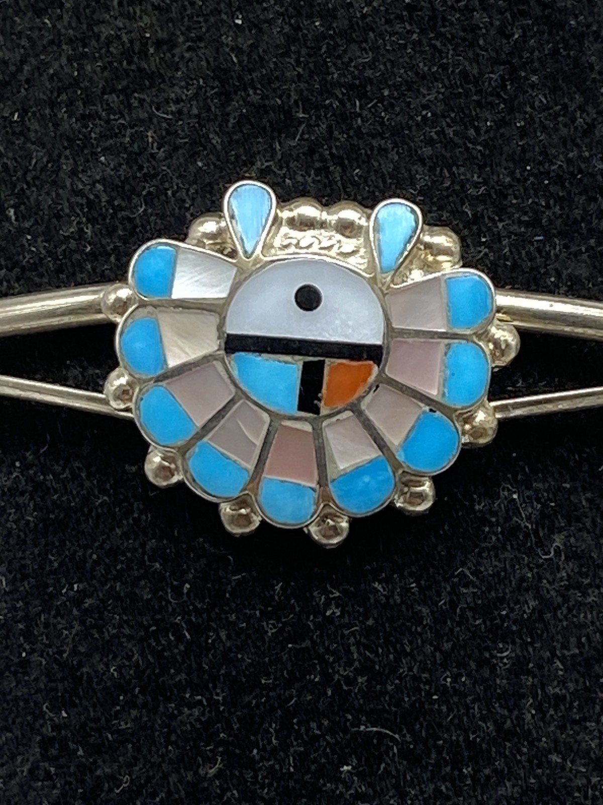 E .R Sterling Silver Native American Multi Stone … - image 2