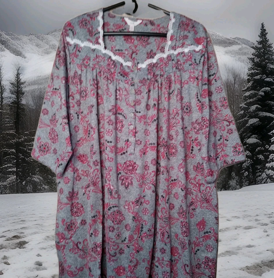 Vestido Lounge Feminino 3X Cinza Paisley Conforto Cottagecore Tesouro Secreto - Imagem 2 de 4