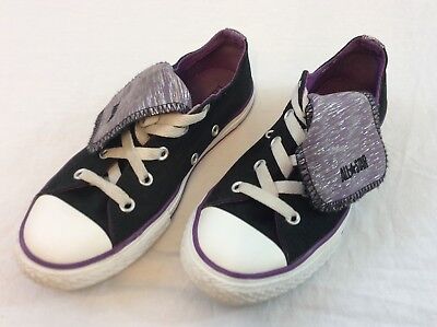 veld Voorganger Tante Converse All Star Girls Size 2 Metallic Purple And Black Snap Tongue Shoes  | eBay